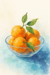 Aquarell Zitrus Stillleben