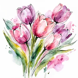 Aquarell Tulpenstrauß