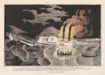 Verlust des Dampfschiffs Swallow auf ihrer Reise von Albany nach New York, 1845