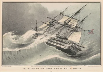 US-Linienschiff in einem Sturm