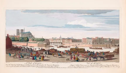 Ansicht von Paris im 18. Jahrhundert (Gravur)