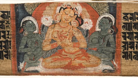 Folio 2r Göttin Prajnaparamita, aus der Astasahasrika Prajnaparamita