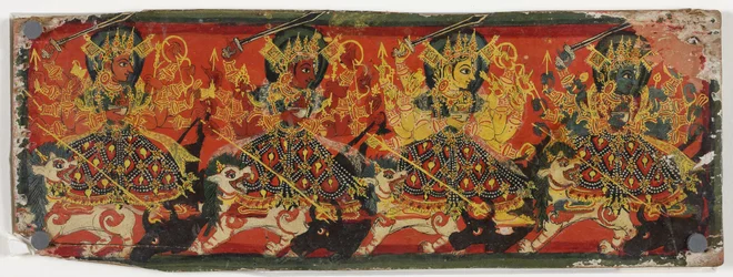 Ein Manuskriptdeckel, der Devi als die Acht Mütter darstellt