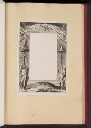 Randillustration mit der Himmelfahrt Christi, Schlüsseln und Fischen