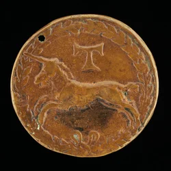 Einhorn und Tau-Kreuz [Rückseite], um 1480-1486