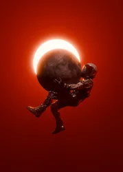 Astronaut roter kosmischer Eclipse