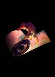 Astronaut rollt das Universum