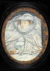 Eine Dame, traditionell identifiziert als Maria Stuart (Aquarell auf Pergament)