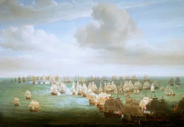 Die Schlacht von Trafalgar, 21. Oktober 1805, Beginn der Aktion, ca. 1808 (Öl auf Leinwand)
