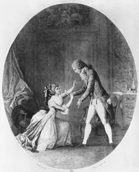 Valmont verführt Madame de Tourvel, Illustration aus 