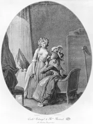 Madame de Merteuil verführt Cecile Volange, Illustration aus 