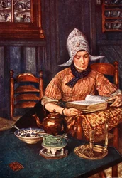 Interieur mit Frau, ein Buch lesend 1904