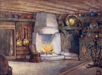 Norwegen: Ein Cottage-Inneres, Telemarken
