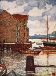 Altes Lagerhaus und Boote, Molde