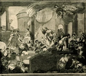 Jesus vertreibt die Händler aus dem Tempel, Öl auf Leinwand von Nicola Malinconico (1663-1721), Basilika von Sant