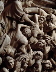 Gotische Kunst: Jüngstes Gericht, Verdammte in der Hölle, Detail der Reliefs der Kanzel