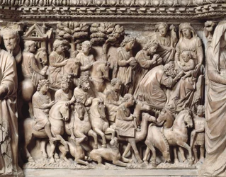Die Reise und Anbetung der Heiligen Drei Könige (Detail)