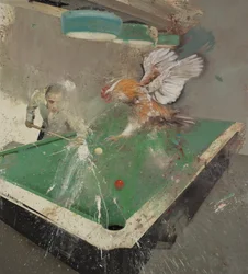 Billard mit einem Hahn, 2021