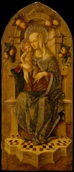 Madonna mit Kind auf dem Thron, ca. 1475-90 (Tempera auf Holz, Goldgrund)