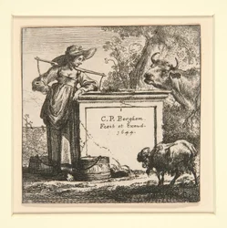 Die Herde der Kühe, mit der Milchmagd