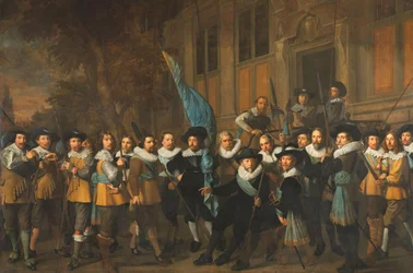 Offiziere und andere Bürgerwehrmänner des IV. Bezirks von Amsterdam, unter dem Kommando von Hauptmann Jan Claesz van Vlooswijck und Leutnant Gerrit Hudde