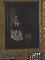 Ein Mädchen beim Nähen