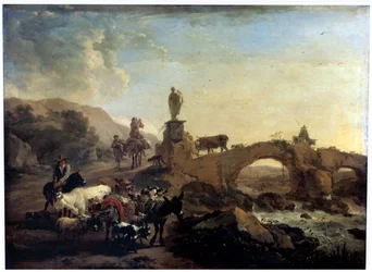 Italienische Landschaft mit einer kleinen Brücke, 1656