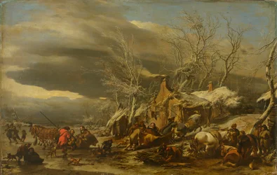 Winterlandschaft, von Berchem, Nicolaes (Claes) Pietersz, der Ältere (1620-1683). Öl auf Holz