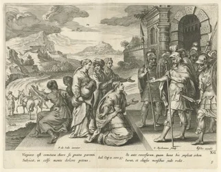 Jefta gibt seiner Tochter die Erlaubnis, in die Berge zu gehen Geschichte von Jefta (Serientitel)