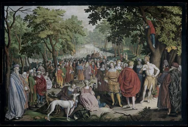 Die Predigt Johannes des Täufers am Ufer des Jordan