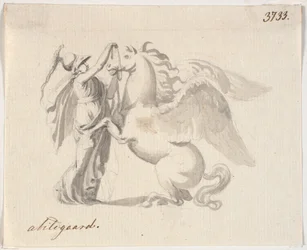 Athene zäumt Pegasus