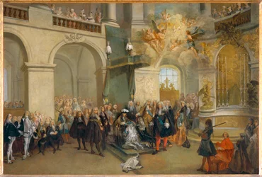 Die Verleihung des Ordens des Heiligen Geistes in der Kapelle von Versailles