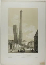 Bologna: Die Türme Asinelli und Garisenda, Tafel 40 aus Italie Monumentale et Pittoresque