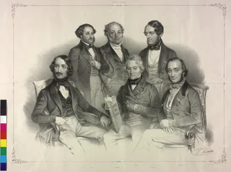 Tafel mit Bildern von Henry Wilhelm Ernst, berühmter Geiger