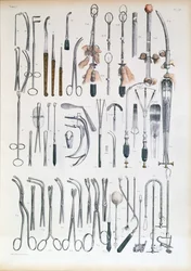 Chirurgische Instrumente für Mandeloperationen, Tafel aus 