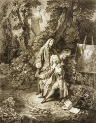 Gentlemen de Jullienne und Watteau in einem Park, nach einem Gemälde von Watteau