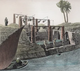 Wasserholen aus dem Nil, Tafel 6 aus Band II Künste und Gewerbe von 
