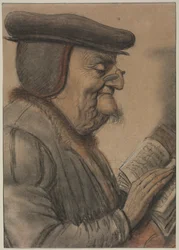 Älterer Mann, der ein Buch liest, erste Hälfte des 17. Jahrhunderts