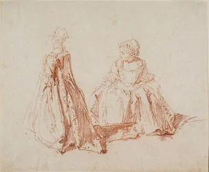Studie von zwei kleinen Mädchen, um 1725