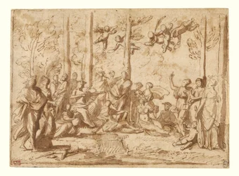 Apollo und die Musen auf dem Berg Parnass