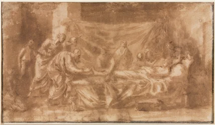 Letzte Ölung (recto); Drei Köpfe und andere Skizzen (verso)