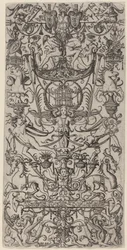 Ornamenttafel mit einem Vogelkäfig