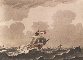 Ein ramponiertes Schiff, das Signale gibt