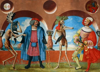 Der Tod, Regierungschef und Bürger von Bern aus dem Totentanz-Zyklus von Albrecht Kauw