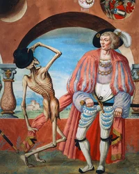 Der Tod verspottet den Grafen (Detail)