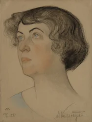 Porträt von Alexandra Michailowna Kollontai 1872-1952, 1921