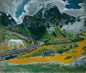 Frühling mit weißem Pferd