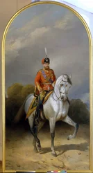 Porträt des Kaisers Alexander III. im Uniform des Husarenregiments der Leibgarde