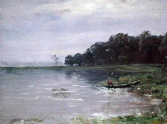 Landschaft mit Boot, Abend
