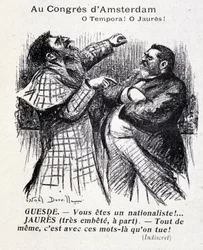 Auseinandersetzung zwischen Jean Jaurès und Jules Guesde (Amsterdamer Sozialistenkongress) von Noel Dorville, „Le Panache“ 5/10/1904